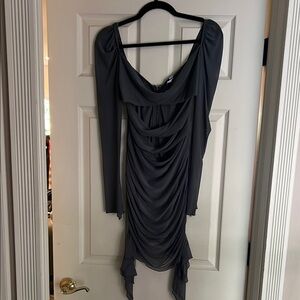 Fashion Nova Dark Gray Long Sleeve Dress